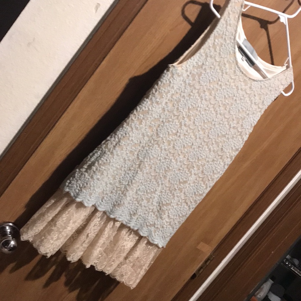 O2 M Lace On Lace Long Top Soft Colors Pink/Blue Lined